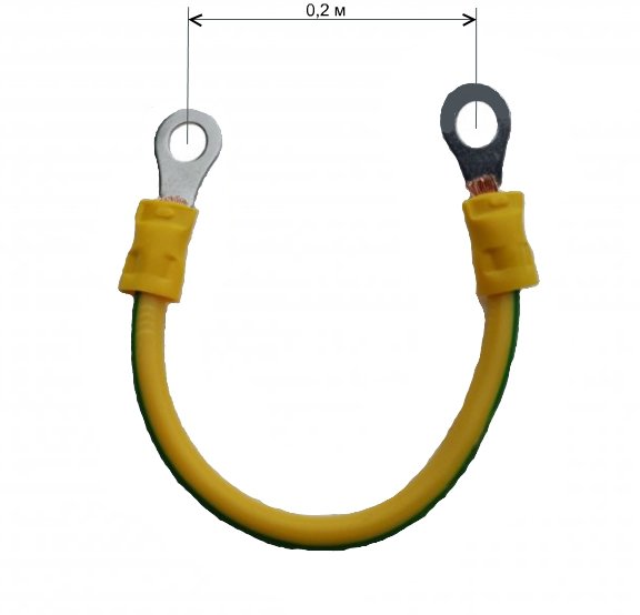 RC19 PZ-6-200 Провод заземления медный желто-зеленый, кольцо-кольцо 0.2м, сечение  6 мм2 (без крепежа)