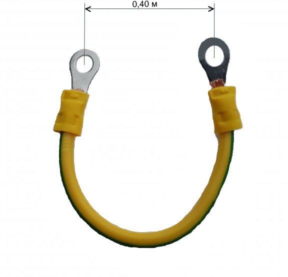 RC19 PZ-6-400 Провод заземления медный желто-зеленый, кольцо-кольцо 0.40м, сечение  6 мм2 (без крепежа)