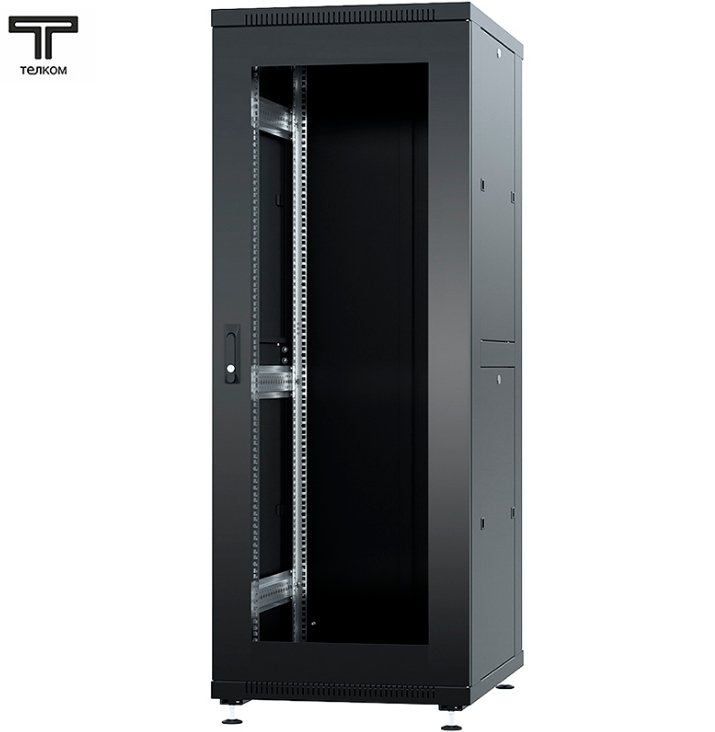 ТЕЛКОМ ТС-33.6.10-СМ Шкаф 33U 600x1000x1587мм (ШхГхВ) телекоммуникационный 19 напольный, передняя дверь стекло - задняя дверь металл, цвет черный (RAL9005)ТС-33.6.10-СМ.9005М фото