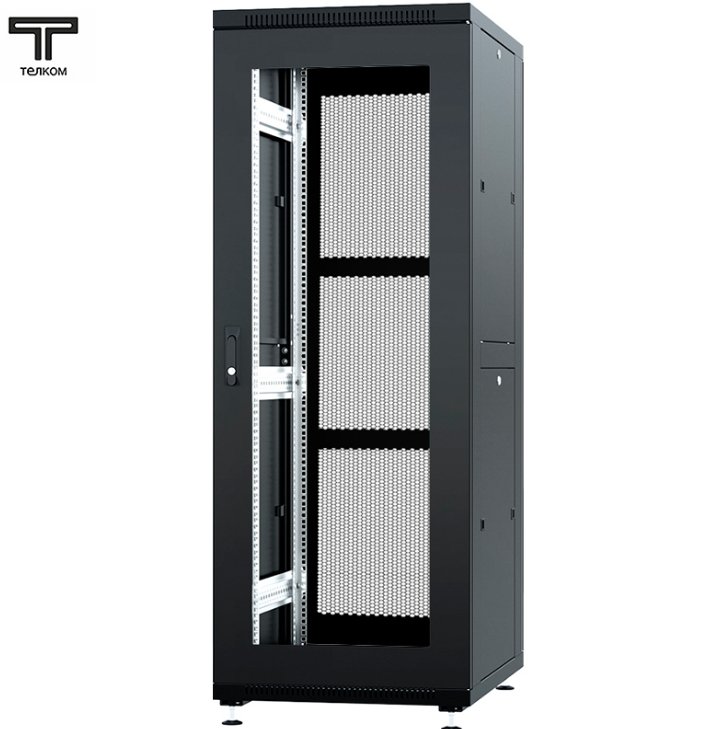 ТЕЛКОМ ТС-33.6.6-СП Шкаф 33U 600x600x1587мм (ШхГхВ) телекоммуникационный 19 напольный, передняя дверь стекло - задняя дверь перфорация, цвет черный (RAL9005)ТС-33.6.6-СП.9005М фото