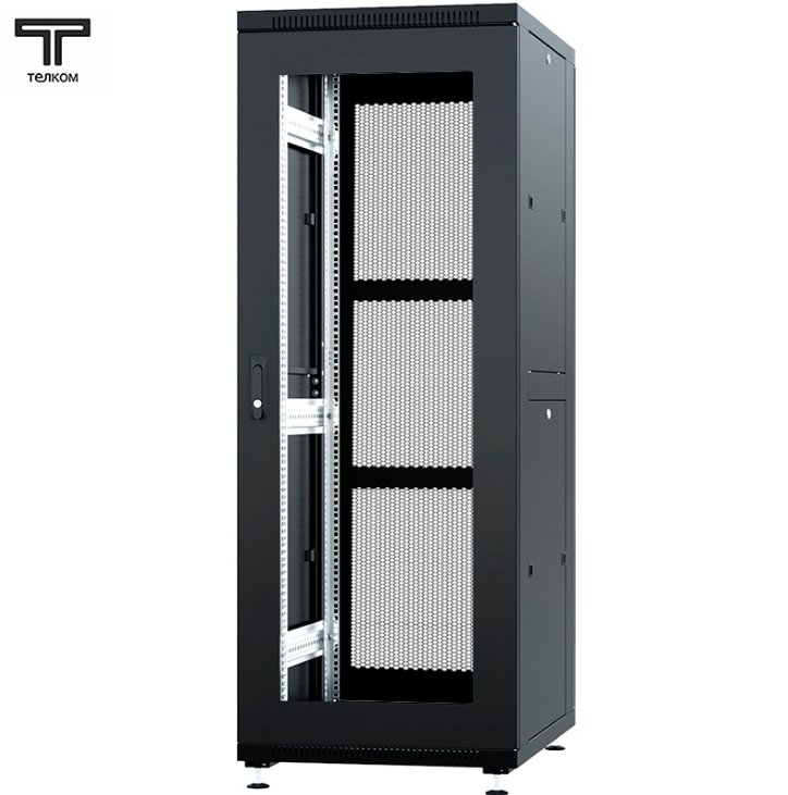ТЕЛКОМ ТС-37.6.6-СП Шкаф 37U 600x600x1765мм (ШхГхВ) телекоммуникационный 19 напольный, передняя дверь стекло - задняя дверь перфорация, цвет черный (RAL9005)ТС-37.6.6-СП.9005М фото