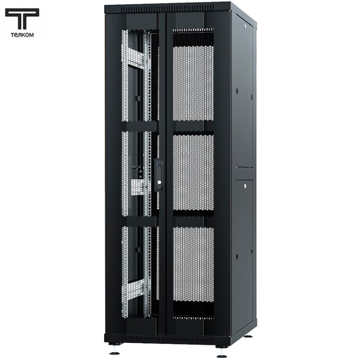 ТЕЛКОМ ТС-37.6.8-2ПП Шкаф 37U 600x800x1765мм (ШхГхВ) телекоммуникационный 19 напольный, передняя дверь перфорация распашная 2-х створчатая - задняя дверь перфорация, цвет черный (RAL9005)ТС-37.6.8-2ПП.9005М фото