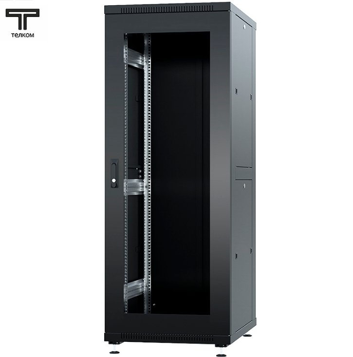 ТЕЛКОМ ТС-37.6.8-СМ Шкаф 37U 600x800x1765мм (ШхГхВ) телекоммуникационный 19 напольный, передняя дверь стекло - задняя дверь металл, цвет черный (RAL9005)ТС-37.6.8-СМ.9005М фото