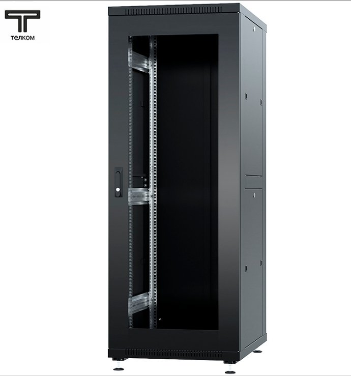 ТЕЛКОМ ТС-42.6.10-СМ Шкаф 42U 600x1000x1987мм (ШхГхВ) телекоммуникационный 19 напольный, передняя дверь стекло - задняя дверь металл, цвет черный (RAL9005)ТС-42.6.10-СМ.9005М фото