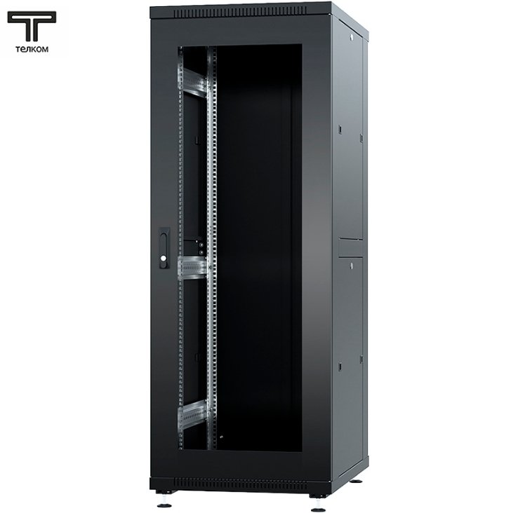 ТЕЛКОМ ТС-42.6.6-СМ Шкаф 42U 600x600x1987мм (ШхГхВ) телекоммуникационный 19 напольный, передняя дверь стекло - задняя дверь металл, цвет черный (RAL9005)ТС-42.6.6-СМ.9005М фото