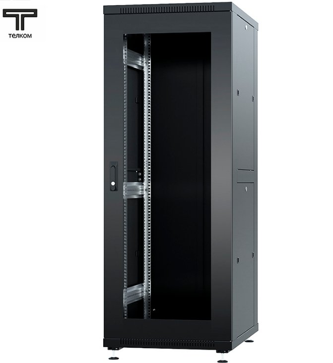 ТЕЛКОМ ТС-42.6.8-СМ Шкаф 42U 600x800x1987мм (ШхГхВ) телекоммуникационный 19 напольный, передняя дверь стекло - задняя дверь металл, цвет черный (RAL9005)ТС-42.6.8-СМ.9005М фото