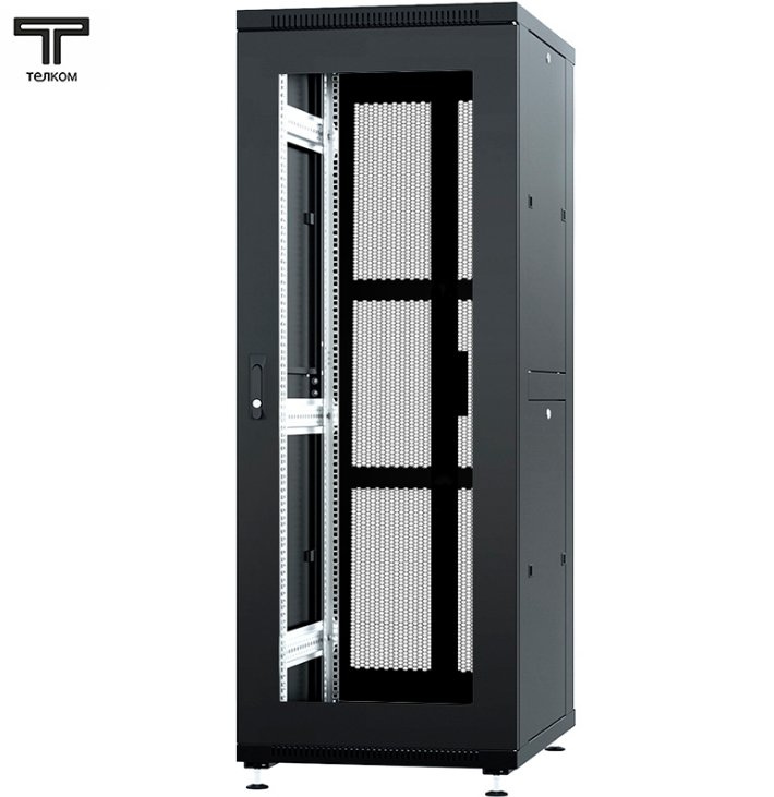 ТЕЛКОМ ТС-47.6.6-С2П Шкаф 42U 600x600x2209мм (ШхГхВ) телекоммуникационный 19 напольный, передняя дверь стекло - задняя дверь перфорация распашная 2-х створчатая, цвет черный (RAL9005)ТС-47.6.6-С2П.9005М фото