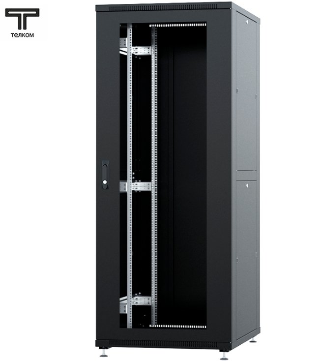 ТЕЛКОМ ТСМ-47.8.10-СМ Шкаф 47U 800x1000х2209мм (ШхГхВ) телекоммуникационный 19 напольный, передняя дверь стекло - задняя дверь металл, цвет черный (RAL9005)ТСМ-47.8.10-СМ.9005М фото