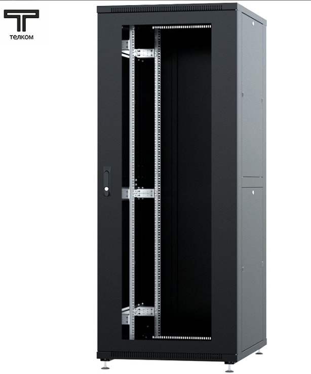 ТЕЛКОМ ТСМ-47.8.12-СМ Шкаф 47U 800x1200х2209мм (ШхГхВ) телекоммуникационный 19 напольный, передняя дверь стекло - задняя дверь металл, цвет черный (RAL9005)ТСМ-47.8.12-СМ.9005М фото