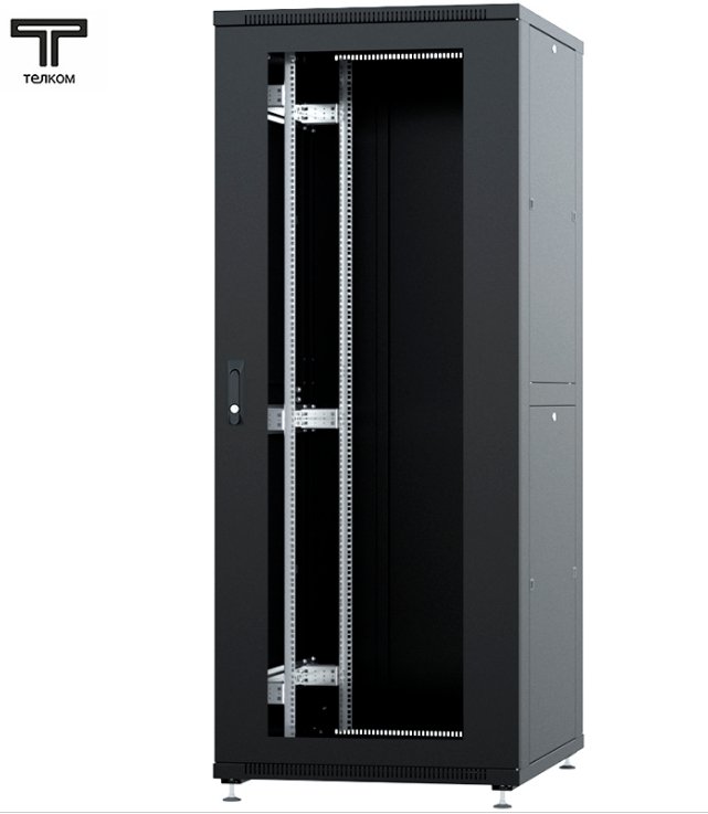 ТЕЛКОМ ТСМ-47.8.8-СМ Шкаф 47U 800x800х2209мм (ШхГхВ) телекоммуникационный 19 напольный, передняя дверь стекло - задняя дверь металл, цвет черный (RAL9005)ТСМ-47.8.8-СМ.9005М фото