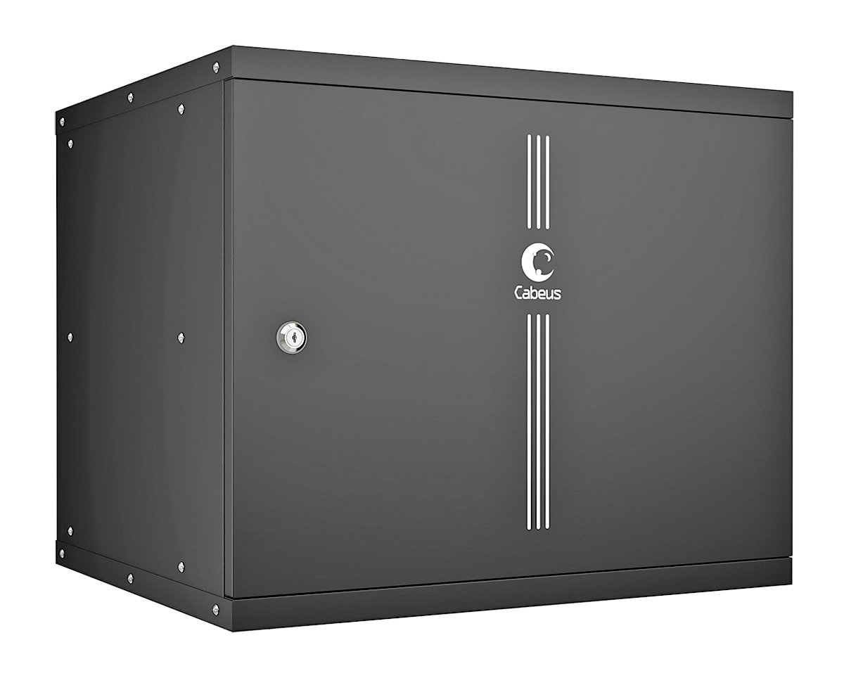 Cabeus WSC-05D-9U55/45m-BK Шкаф телекоммуникационный настенный 19 9U, серия LIGHT разборный, дверь металл, цвет черныйWSC-05D-9U55/45m-BK фото