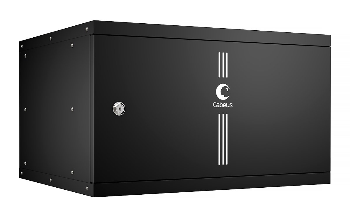 Cabeus WSC-05D-6U55/45m-BK Шкаф телекоммуникационный настенный 19 6U, серия LIGHT разборный, дверь металл, цвет черныйWSC-05D-6U55/45m-BK фото