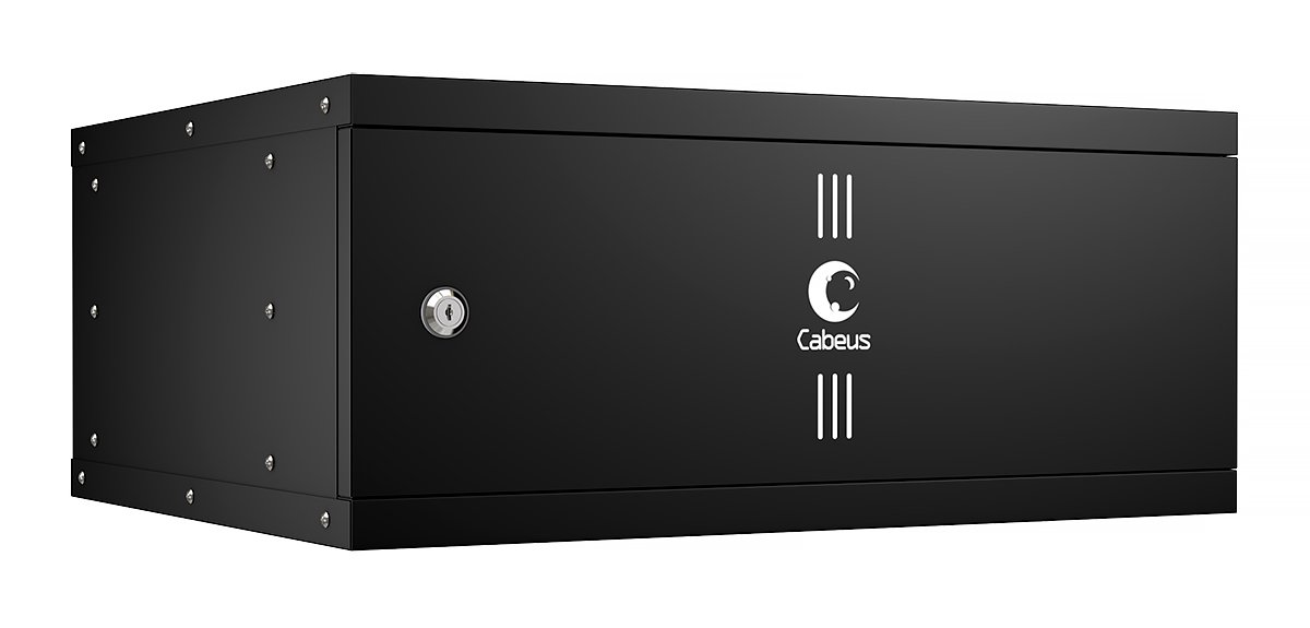 Cabeus WSC-05D-4U55/45m-BK Шкаф телекоммуникационный настенный 19 4U, серия LIGHT разборный, дверь металл, цвет черныйWSC-05D-4U55/45m-BK фото
