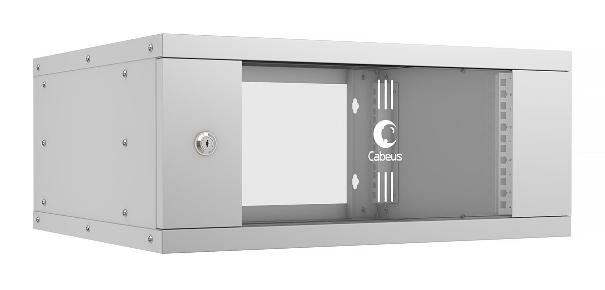 Cabeus WSC-05D-4U55/45 Шкаф телекоммуникационный настенный 19 4U, серия LIGHT разборный, дверь стекло, цвет серыйWSC-05D-4U55/45 фото