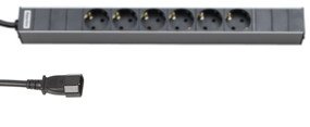 Блок розеток для 19 шкафов, горизонтальный, 6 универсальных розеток, 16A, шнур с вилкой ЕС 2.5мSHT19-6SH-2.5IEC фото