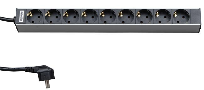 Блок розеток для 19 шкафов, горизонтальный, 9 розеток Schuko (16A), 230 В, кабель питания 1.5мм2, длина 2.5 м, с вилкой Schuko, 482.6 мм x 44.4 мм xSHT19-9SH-2.5EU фото