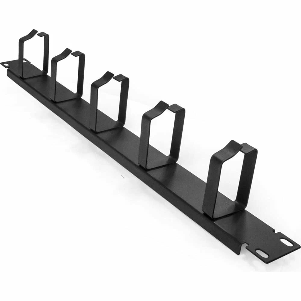 RC19 ГКО-5 Кабельный органайзер горизонтальный 19 1U 5 колец металлических, черный Ral 9005 фото 5