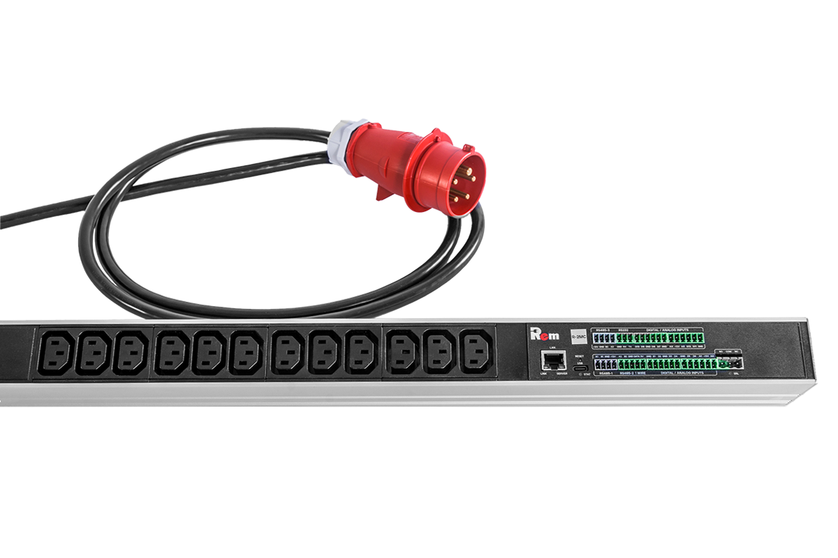 Rem R-2MC3-3x16-36C13-MI-1420-3-3PN Верт блок розеток Rem-2MC,LINUX,мониторинг,измерение,3~16A,36C13,1420мм,вхIEC309,шнур 3м фото 5