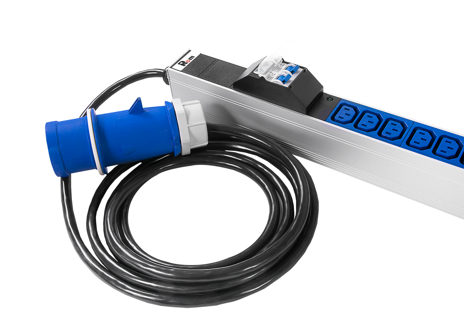 Верт блок розеток Rem-32, 1 фаза 32A, 2 авт,инд, 24 S, 1820 мм, вх IEC 309, шнур 3 м фото 6