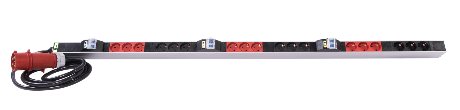 Верт блок розеток Rem-3x32, 3 фазы 32A, 6 авт, инд, 18 S, 1420 мм, вх IEC 309, шнур 3 м фото 6