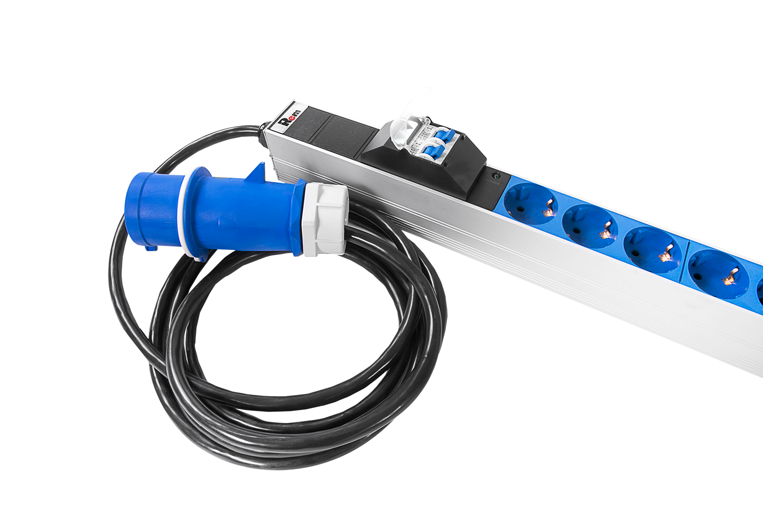 Верт блок розеток Rem-32, 1 фаза 32A, 2 авт, инд, 10 S, 24 C13, 4 C19, 1820 мм, вх IEC 309, шнур 3 м фото 5