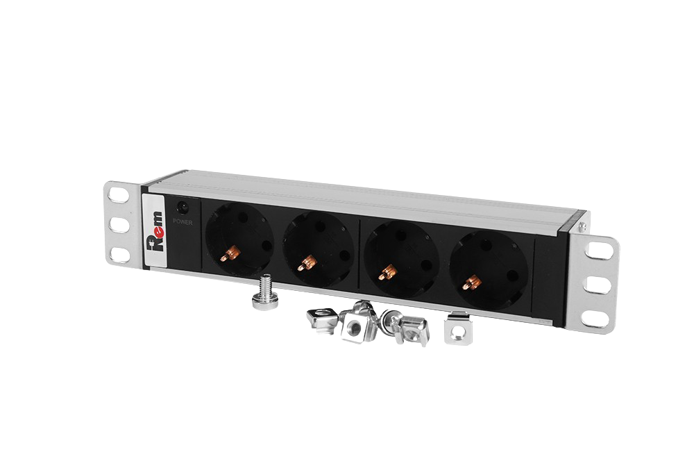 Блок розеток Rem-10 без шнура с индикатором, 4 Sсhuko, вход IEC 60320 C14, 10A, алюминиевый 10 фото 6