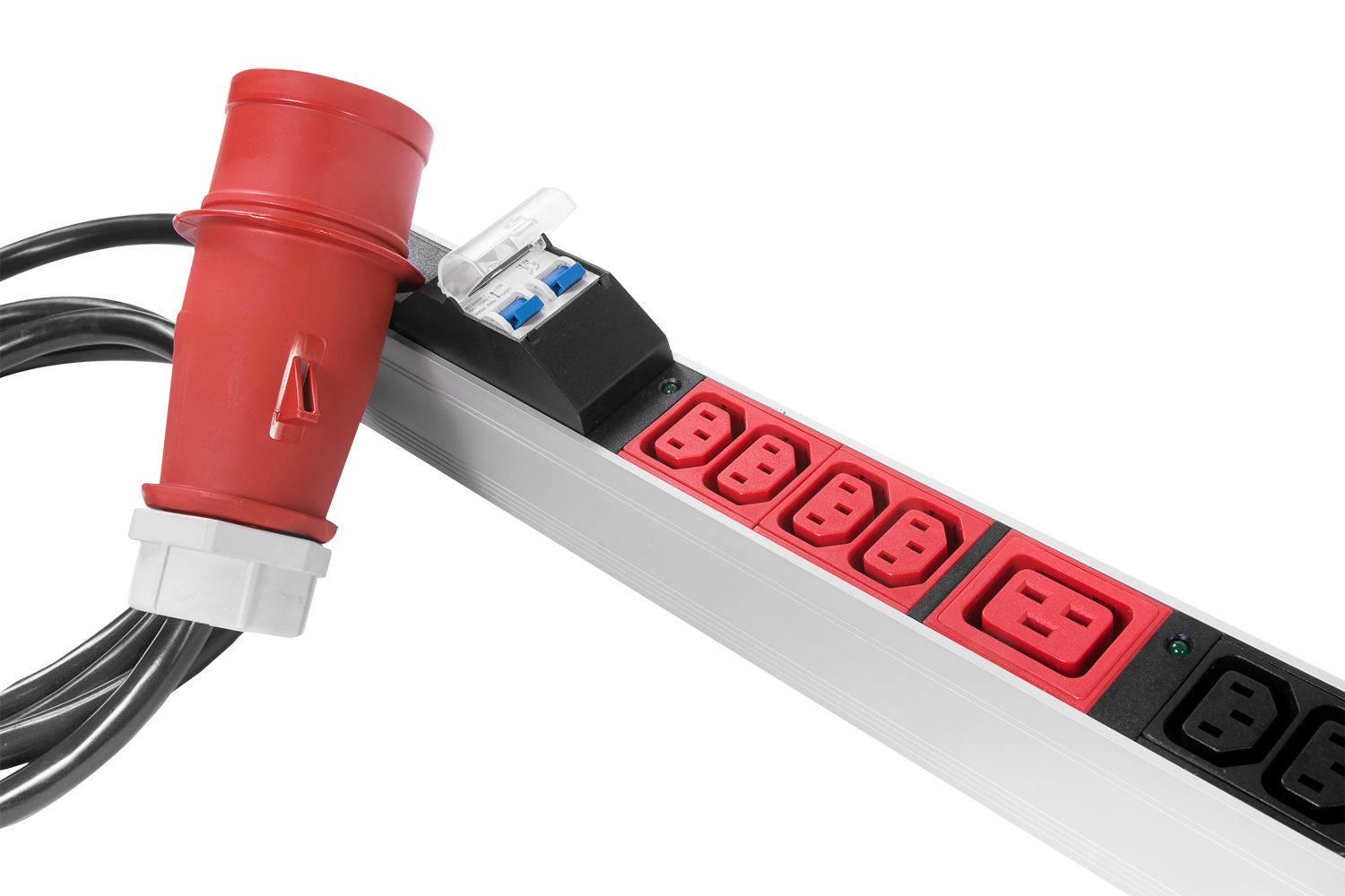 Верт блок розеток Rem-3x32, 3 фазы 32A, 6 авт, инд, 24 C13, 6 C19, 1420 мм, вх IEC 309, шнур 3 м фото 8