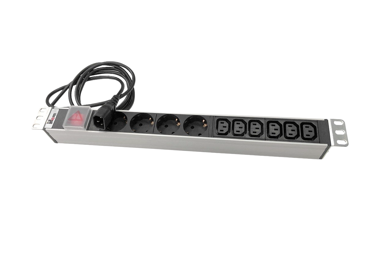 Блок розеток Rem-10 с выкл., 4 Sсhuko, 6 IEC 60320 C13, 10 A, алюм., 19, шнур 1,8 м. IEC 60320 C14 фото 6