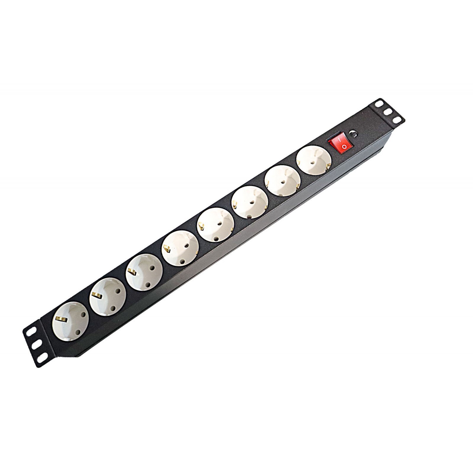 RC19 PDU-EY01B-1U-KL-16А Блок евророзеток для 19 шкафов, горизонтальный, 8 розеток, 16 A, выключатель, клемный ввод фото 9