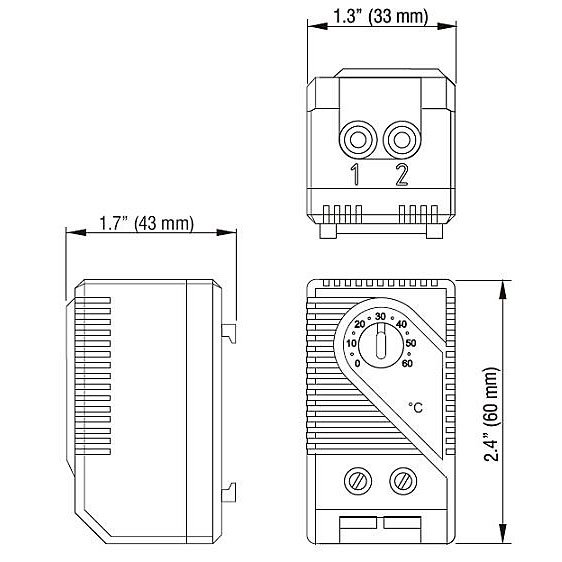 Cabeus KTO011 Термостат нормально-замкнутый 0-60°C для обогрева, с креплением фото 4