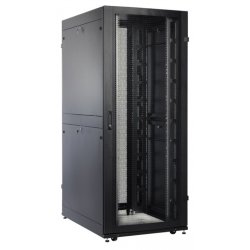 Шкаф серверный напольный 48U 750x1070 дверь перфорированная, задние двойные перфорированные, черный Ral 9004 RC19