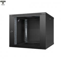 ТЕЛКОМ TL-9.6.6-С.9005МА Шкаф 9U 600x600x490мм (ШхГхВ) телекоммуникационный 19 настенный, дверь стекло, цвет черный (RAL9005)