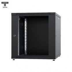 ТЕЛКОМ TLN-12.6.8-СМ.9005 Шкаф 12U 600x800x623мм (ШхГхВ) телекоммуникационный 19 напольный, передняя дверь стекло - задняя дверь металл, цвет черный (RAL9005)