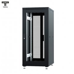 ТЕЛКОМ ТС-27.6.6-С2П Шкаф 27U 600x600x1320мм (ШхГхВ) телекоммуникационный 19 напольный, передняя дверь стекло - задняя дверь перфорация распашная 2-х створчатая, цвет черный (RAL9005)