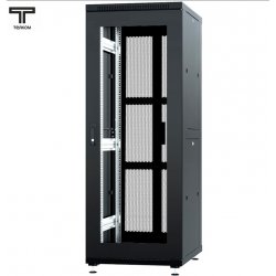 ТЕЛКОМ ТС-37.6.6-С2П Шкаф 37U 600x600x1765мм (ШхГхВ) телекоммуникационный 19 напольный, передняя дверь стекло - задняя дверь перфорация распашная 2-х створчатая, цвет черный (RAL9005)