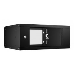Cabeus WSC-05D-4U55/45-BK Шкаф телекоммуникационный настенный 19 4U, серия LIGHT разборный, дверь стекло, цвет черныйWSC-05D-4U55/45-BK фото