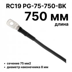 RC19 PG-75-750-BK Перемычка ПВ3/ПуГВ черная, сечение 75 мм2, длина 750 мм, диаметр отверстия наконечника 8 ммPG-75-750-BK фото