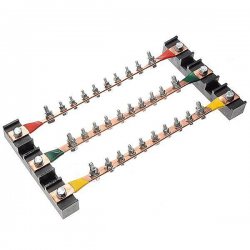 RC19 БШ5-3.30-14 Блок медных шин 3х30 3P+N+PE по 14 присоединений, 400 ммБШ5-3.30-14 фото