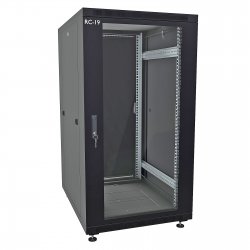RC19 RP-18.6.10-GM.9005 Шкаф напольный 18U 600x1000x920мм (ШхГхВ) телекоммуникационный 19, передняя дверь стеклянная - задняя дверь металлическая, цвет черный RAL 9005