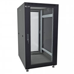 RC19 RP-18.6.10-GP.9005 Шкаф напольный 18U 600x1000x920мм (ШхГхВ) телекоммуникационный 19, передняя дверь стеклянная - задняя дверь перфорированная, цвет черный RAL 9005