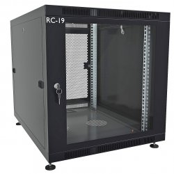 RC19 PR-12.6.10-GP.9005 Шкаф 12U 600x1000x623мм (ШхГхВ) телекоммуникационный 19 напольный, передняя дверь стеклянная - задняя дверь перфорированная, цвет черный RAL9005PR-12.6.10-GP.9005 фото