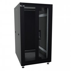 RC19 RP-18.6.6-2PS.9005 Шкаф напольный 18U 600x600x920мм (ШхГхВ) телекоммуникационный 19, передняя дверь перфорированная двойная - задняя металлическая панель, цвет черный RAL 9005