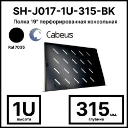 Cabeus SH-J017-1U-315-BK Полка 19 перфорированная консольная 1U глубина 315 мм, цвет черный (RAL 9004)