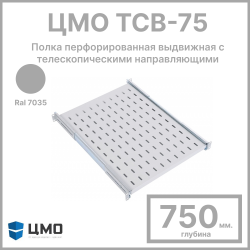 ЦМО ТСВ-75 Полка перфорированная выдвижная с телескопическими направляющими, глубина 750 мм, цвет серый