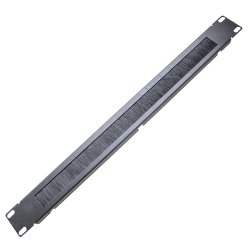 RC19 SH-J004A-9005 Кабельный органайзер горизонтальный 19 1U, с щеточным вводом, металлический, цвет черный Ral 9005
