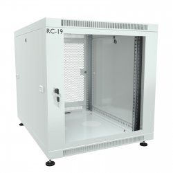 RC19 RP-12.6.10-GM.7035 Шкаф 12U 600x1000x623мм (ШхГхВ) телекоммуникационный 19 напольный, передняя дверь стеклянная - задняя дверь металлическая, цвет серый RAL7035