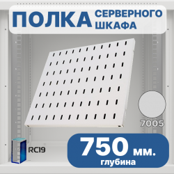 RC19 SV-75-7035 Перфорированная полка глубина 750 мм, для напольных шкафов RL глубиной 1000 мм, цвет серый Ral 7035