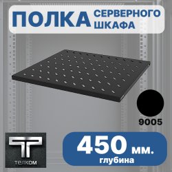 ТЕЛКОМ ПСЛ.450.60.9005М Полка стационарная 19 (Глубина=450мм) для напольных шкафов ТС с глубиной 600мм, цвет черный (RAL9005)ПСЛ.450.60.9005М фото