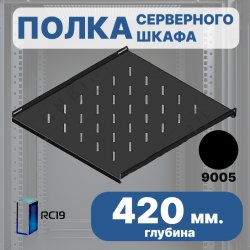 RC19 Shelf.420-9005 Стационарная полкая 420 мм для напольных шкафов RP глубиной 600 мм, цвет черный Ral 9005Shelf.420-9005 фото