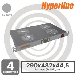 Hyperline TRFA-MICR-4F-RAL7035 Модуль вентиляторный 19